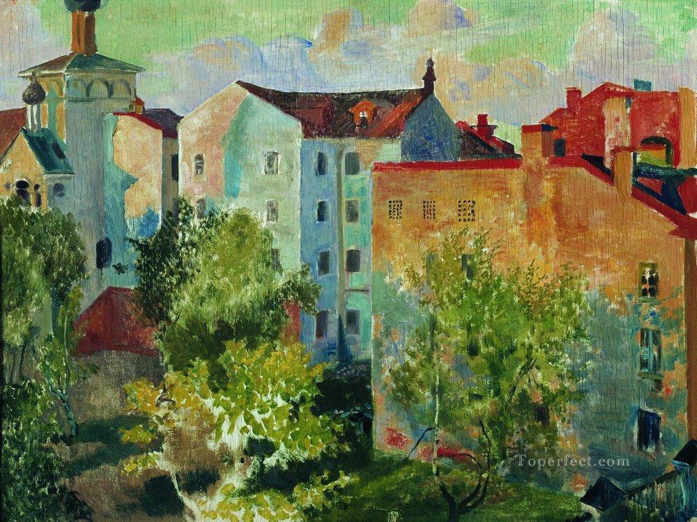 view from the window 1926 Boris Mikhailovich Kustodiev Oil Paintings